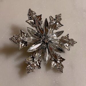Snowflake Silver Toned Brooch Pin